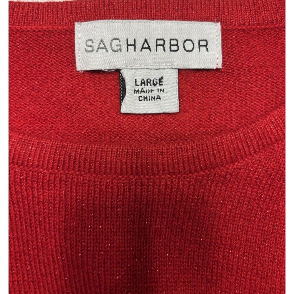 Sag Harbor Women’s Red Metallic  Sweater Size L - Picture 2 of 7